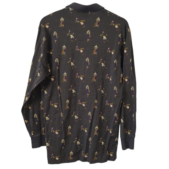 Vintage Bobby Jones Golfer Themed Golf Polo Shirt Sz M Made in Italy Blue Beige - Picture 3 of 8